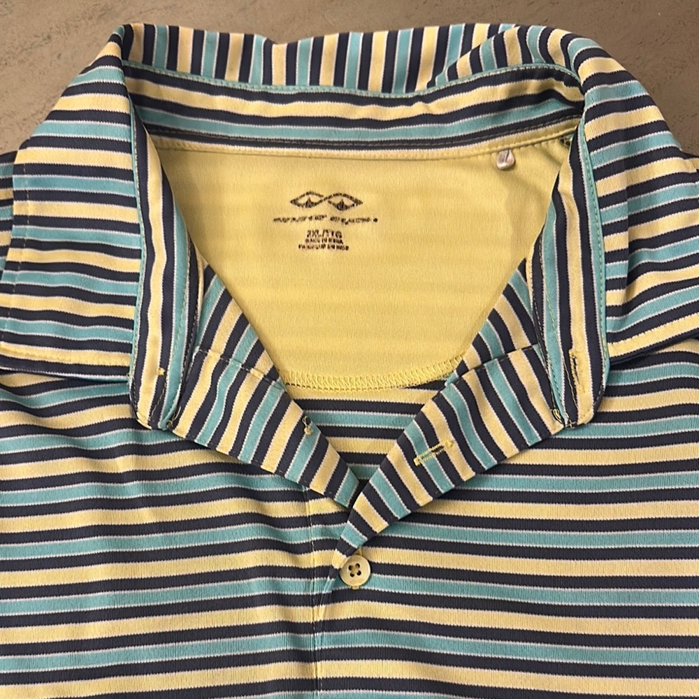 Striped Polo Shirt in Blue and Yellow